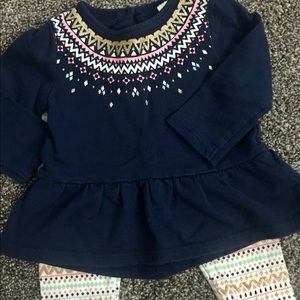 Carters 9m Navy with gold accents and keyhole back